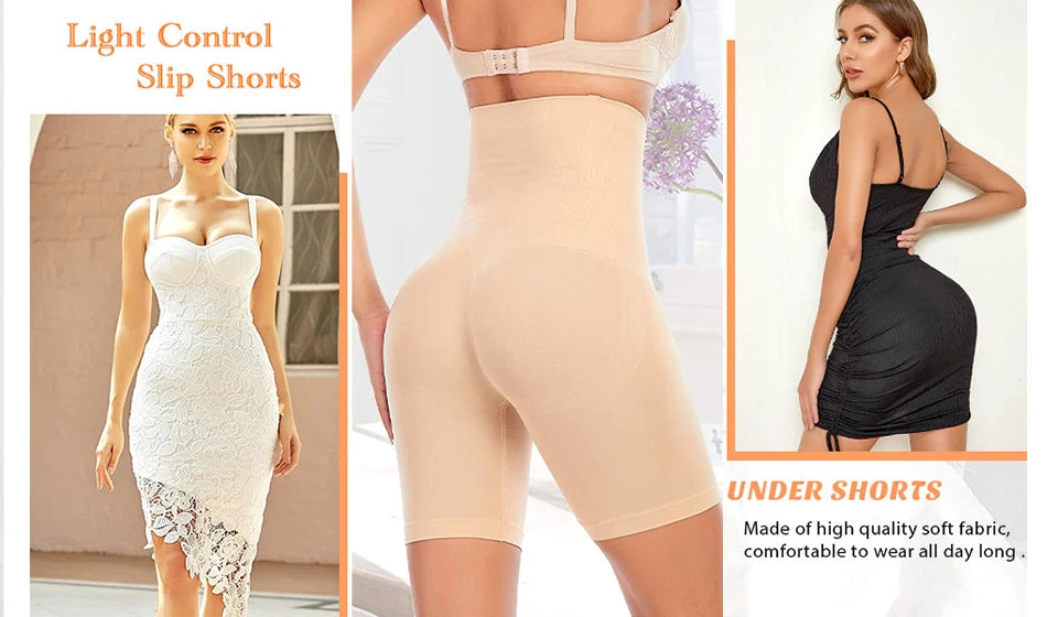 Women Shapewear High Waist Shorts Tummy Slimming Body Shaper Waist Trainer Butt Lifter Seam-free Flat Belly Panties Weight Loss