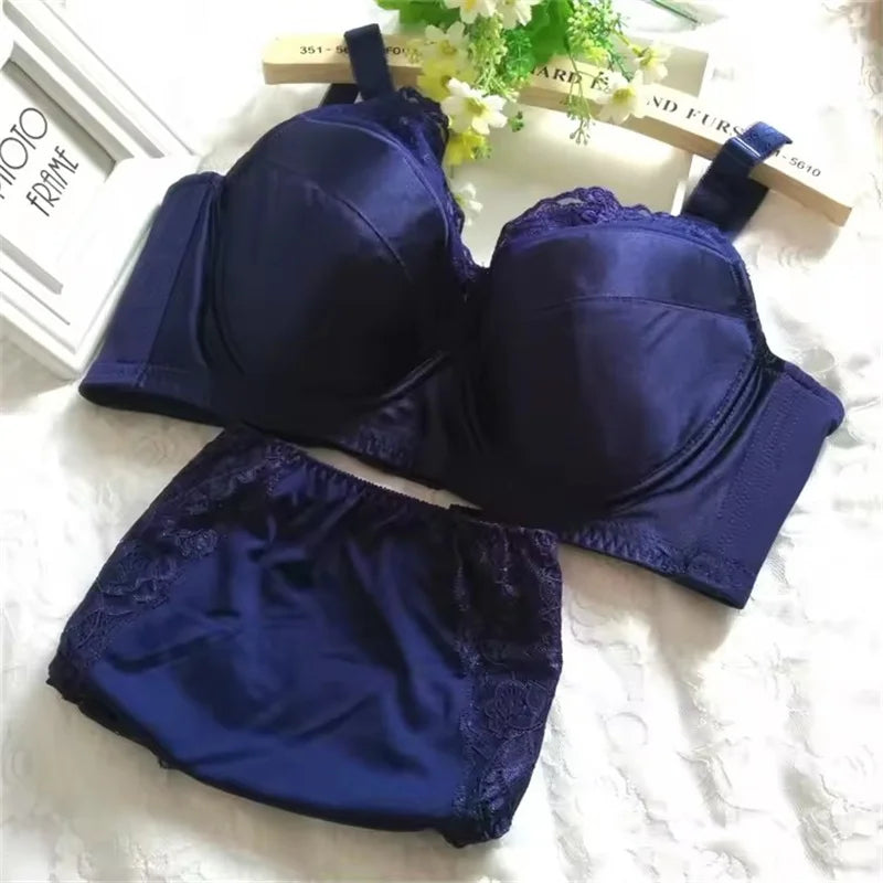 Bra Set Plus Size Female Lingerie B C D E F G H Cup Women Underwear Panties Briefs 34 36 38 40 42 44