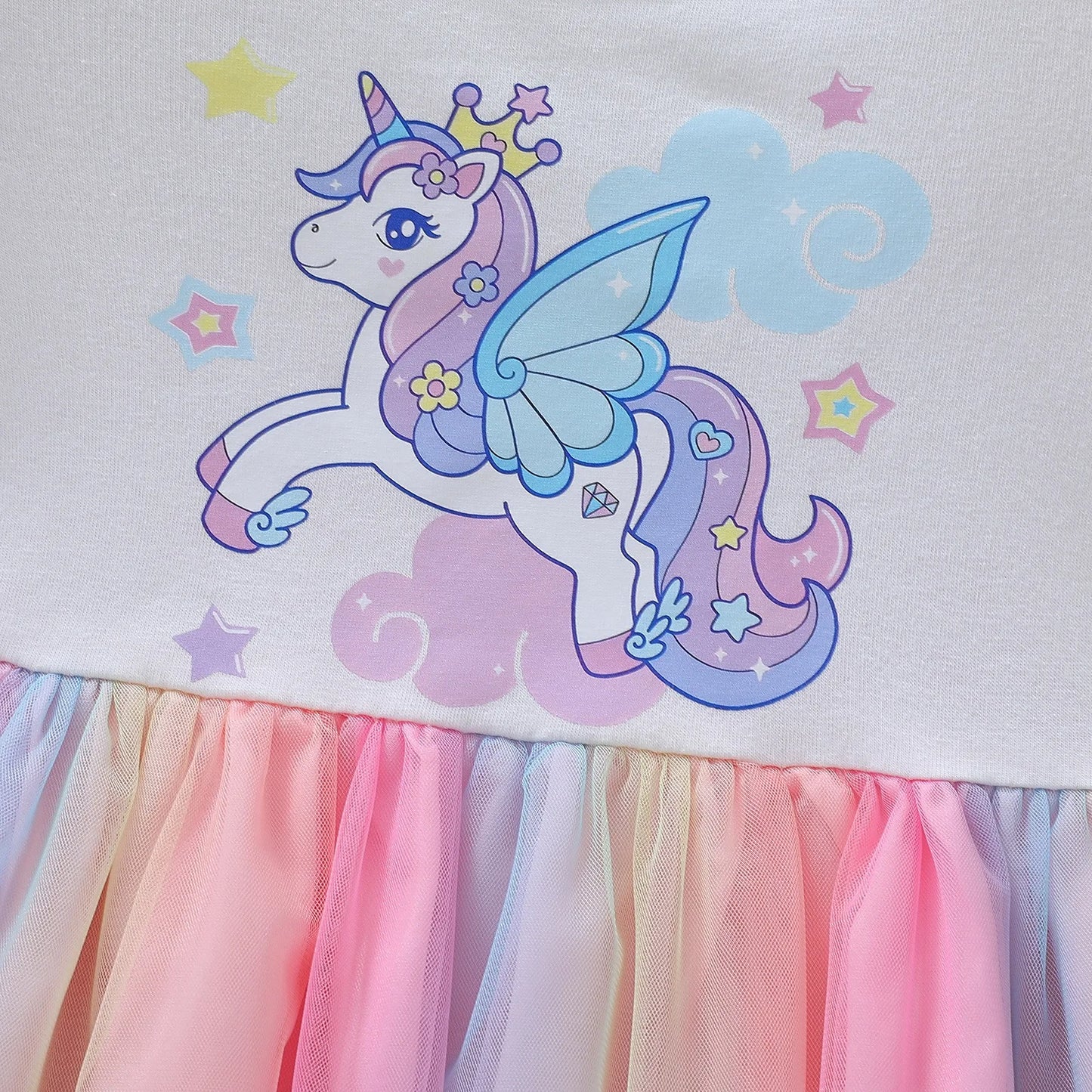 Unicorn Girls Dress New Kids Clothes Summer Short sleeve TuTu Princess Dresses Party Baby Dresses for Children Rainbow 2-8Y