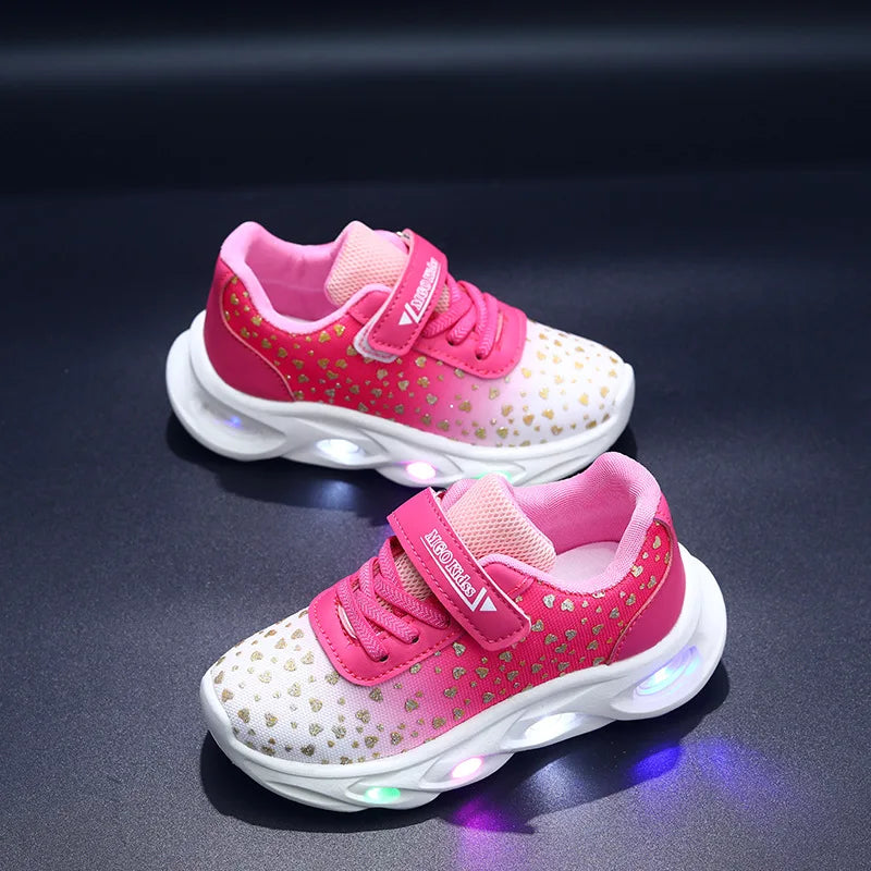 Kids' Casual Shoes Children Led Light Spring Outdoor Sneakers For Breathable Anti-slip Black  Blue Pink Size 21-30