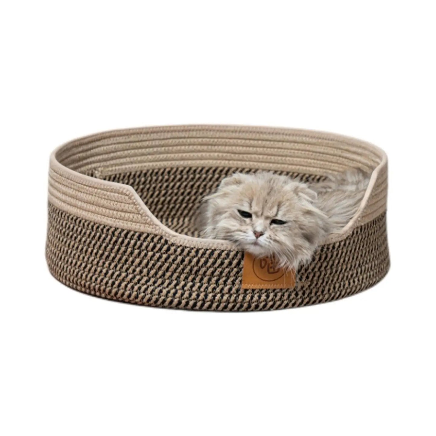 Woven Cat Bed Basket Cat Scratcher Lounge Bed Pet Accessories Breathable Durable Portable Scratch Resistant Sleeping Bed Nest