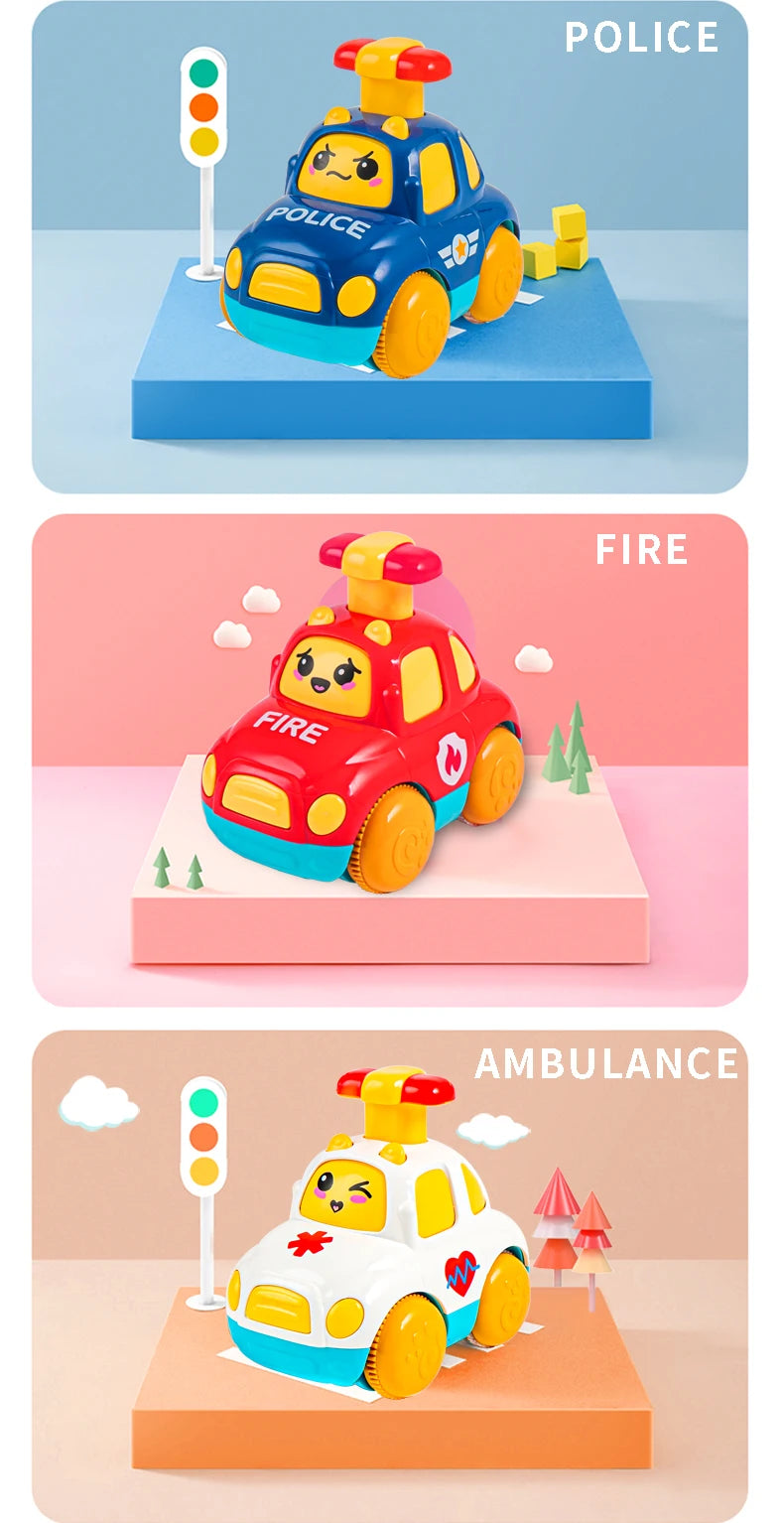 Children Toys Cars Toys for Boys 1 2 3 Ages Cartoon Inertia Press and Go Cars Toys for Kids Pull Back Fire Engine Toy Baby Gifts