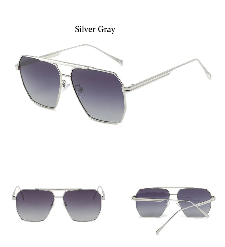 Polarized Sunglasses For Women Men Classic Brand Reflective Lens Square Trendy Sunglasses Woman High Quality Metal UV Protective