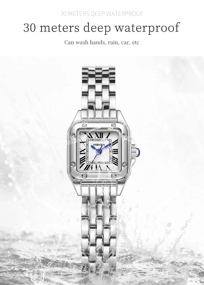 YASHIDUN Fashion Women Watch Stainless Steel Luxury Ladies Quartz Watches Business Female Clock Bracelet Wristwatch Women Gift