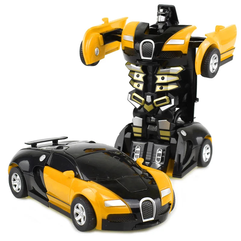 Kids Toys One-key Deformation Car  Automatic Transform Robot Diecasts Toy Funny Mini 2 In 1 Plastic Model Car Amazing Gifts Boys