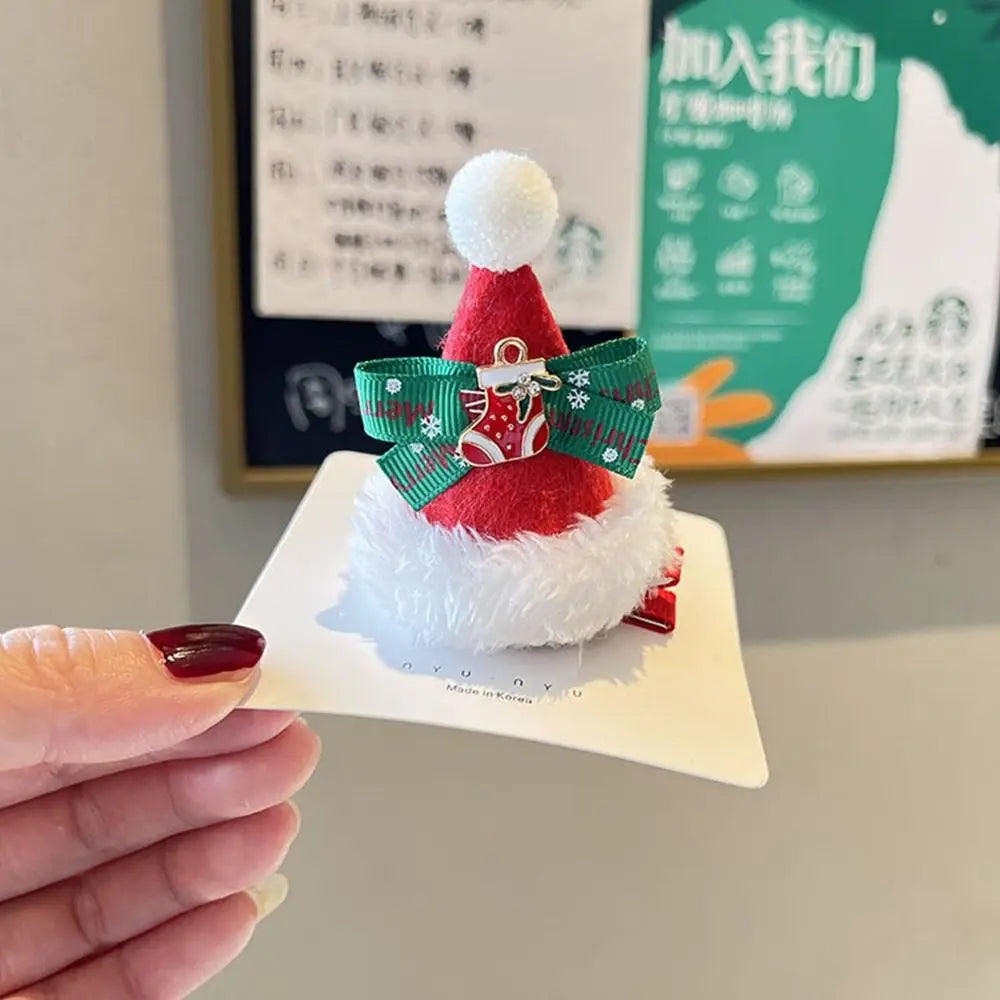 Cap Santa Claus Kids Gifts Christmas Costume Dress Up Korean Hair Accessories Children Hair Clip Christmas Hat Hairpin