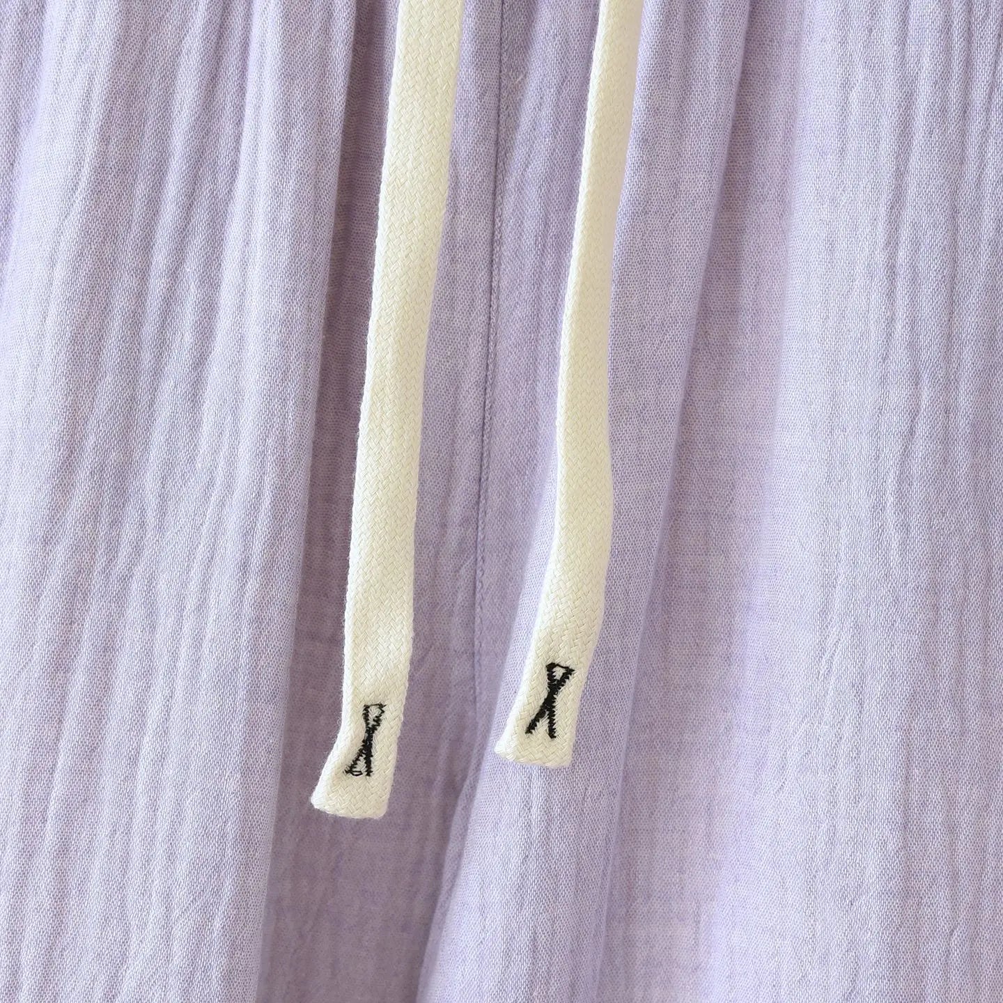 Summer Women Cotton Gauze Wide Leg Pants Casual Loose Elastic Waist Trousers with Pockets Solid Color Breathable Lounge Pants