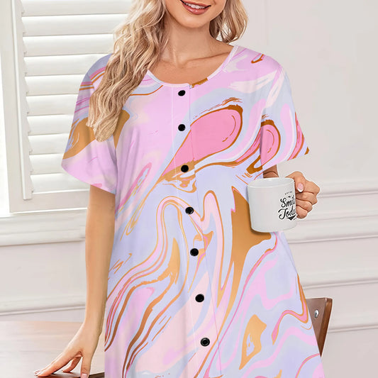 house dress  for women short sleeve house coats dusters robe moomoo nightgowns with pockets