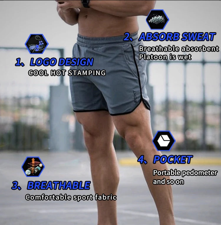 ECHT Summer Running Shorts Men Sports Jogging Fitness Shorts Quick Dry Mens Gym Men Shorts Sport gyms Short Pants men