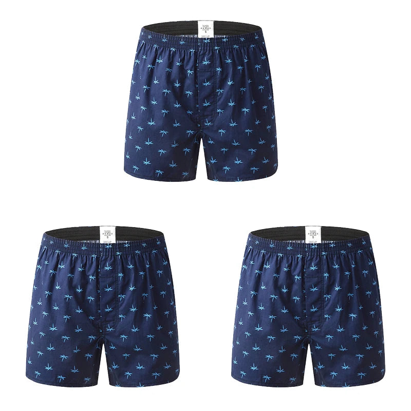 3PCS Men Shorts Boxers Mens Underwear Cotton Loose Shorts Male Plain Underwear Homewear Comfortable Boxer for Man Mens Panties
