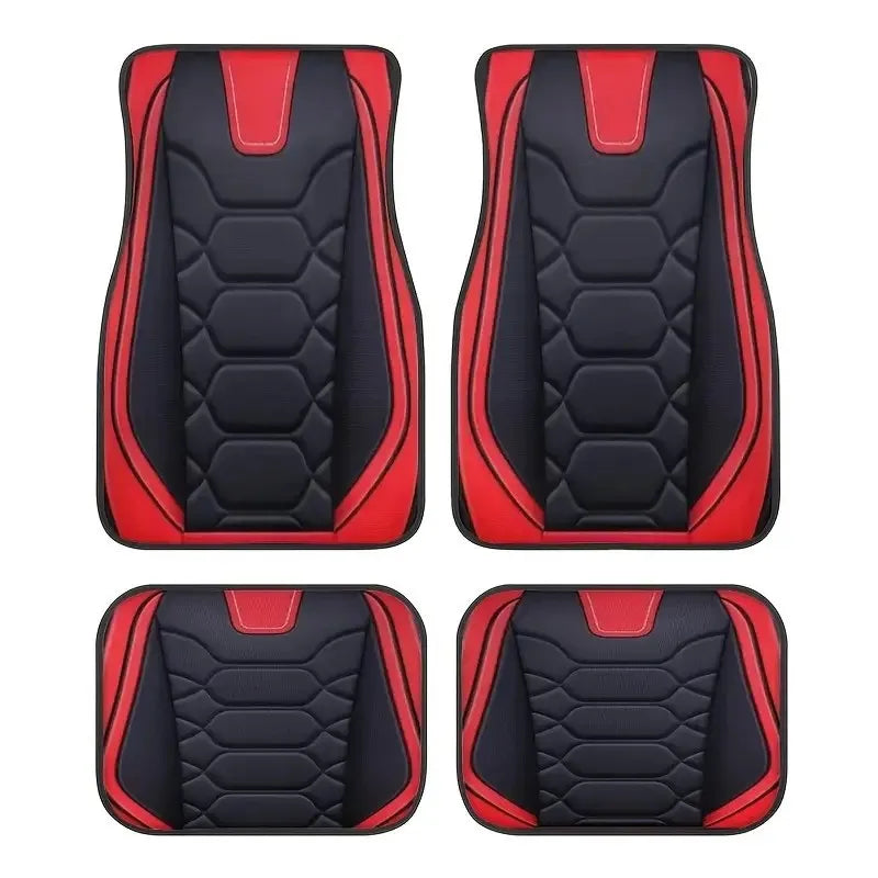 4PCS Car Floor Mats Universal Waterproof Front Rear Full Set Auto Rugs Wear Resistant and Dirt Resistant Leather Auto Carpet
