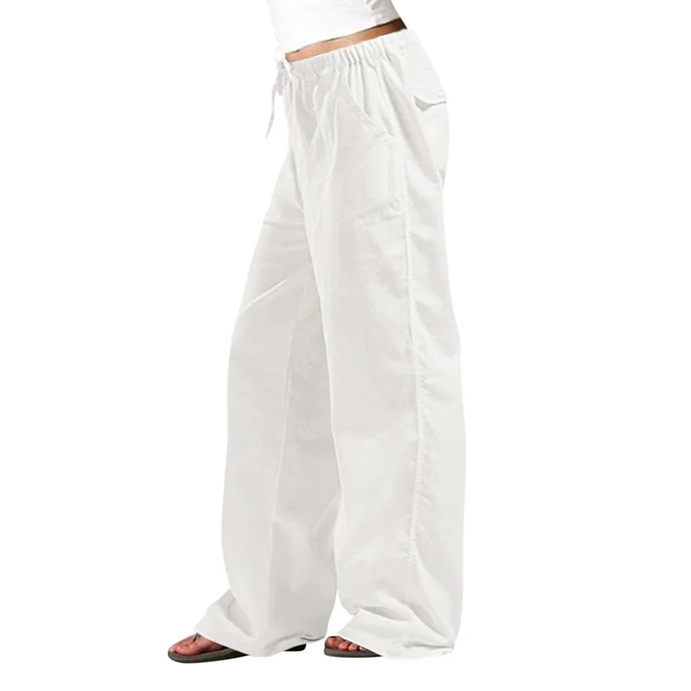 Summer Women Cotton Linen Pants Hight Waist Loose Oversized Trousers Female Long Casual Solid Color Pants Streetwear Women
