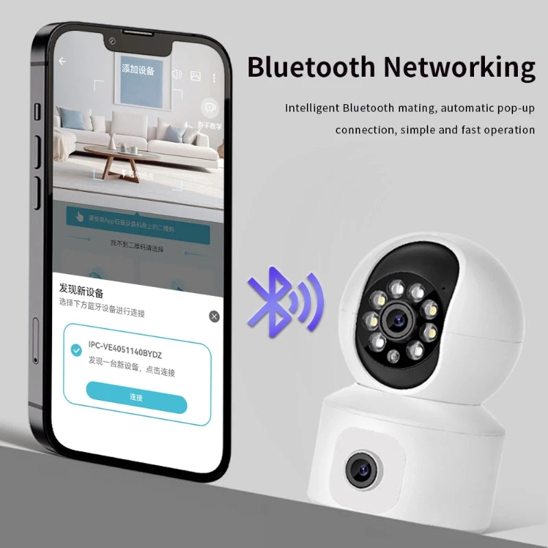 Home Security Camera 1080P Dual Lens WiFi Indoor Outdoor Night Vision Motion Detection Two Way Audio Waterproof Cloud Storage