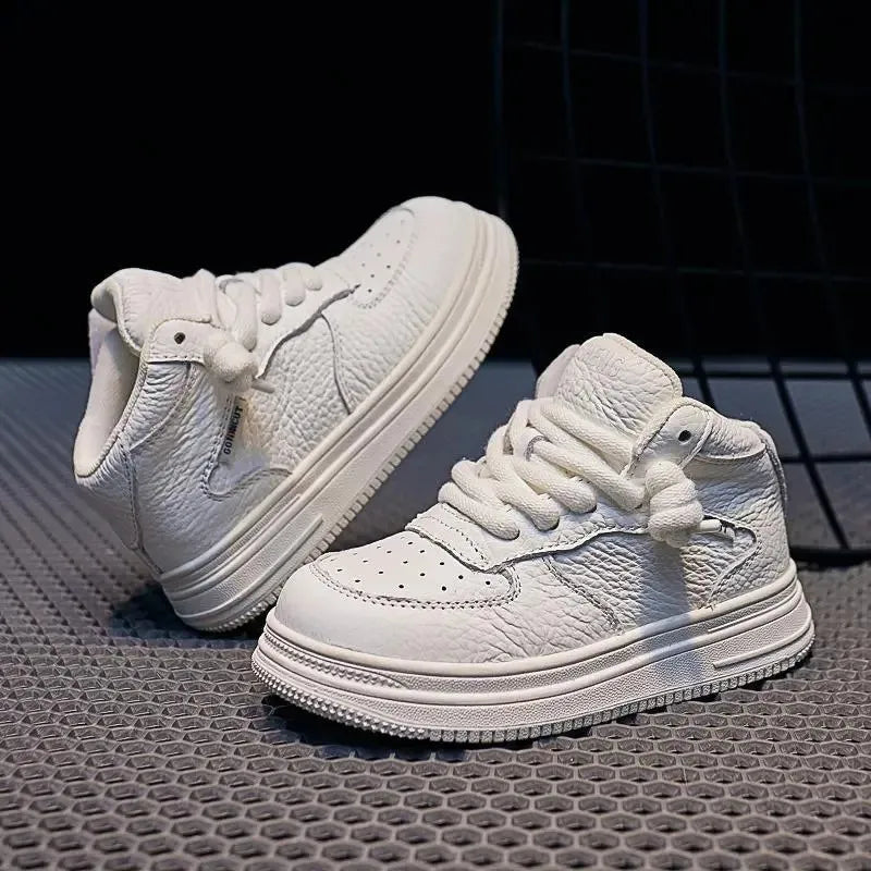 Kids Sports Shoes Mid-top Soft Bottom Students Basketball Shoes Breathable Comfortable 2025 Autumn New Children Running Shoes