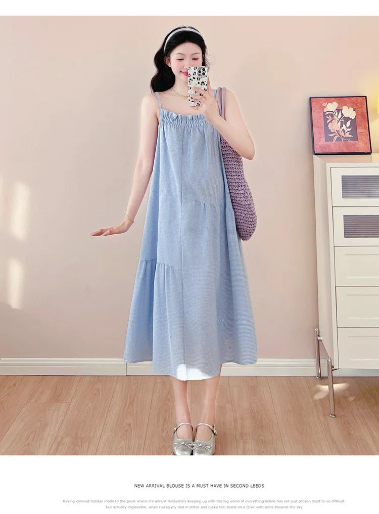 Pregnant Women's Dress 2025 Summer New Style Temperament Small Fresh Age Reducing Polka Dot Long Skirt