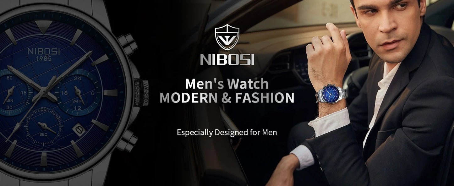 NIBOSI Mens Watches Analog Dainty Business Dress Watches for Men Military Chronograph Watch with Calendar Waterproof Stainless