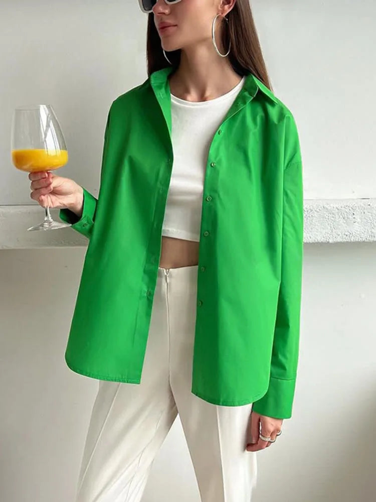 100% Cotton Shirts for Women 2025 Casual Loose Fashion Long Sleeve White Shirt Single Breasted Design Elegant Blouse for Women