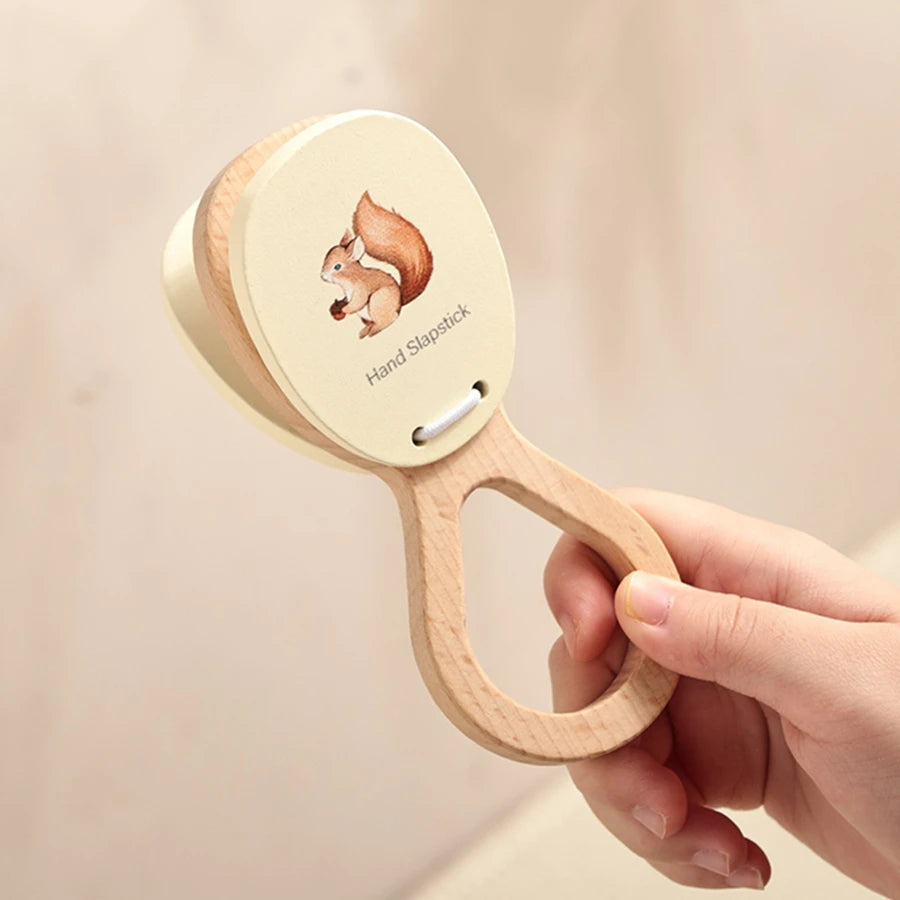Kids Wooden Montessori Toys Musical Instruments Rattle Toys Wooden Squirrel Percussion Instruments Preschool Educational Toys