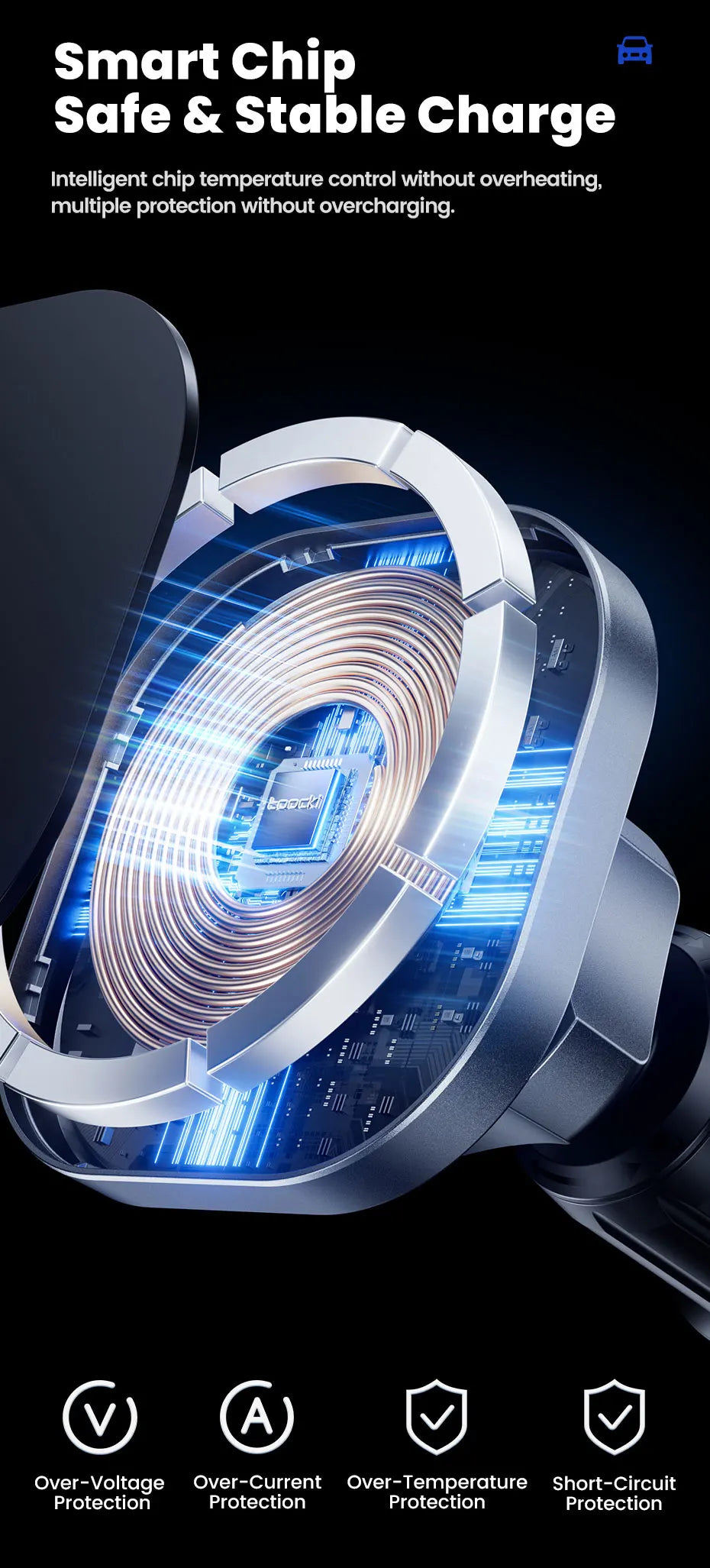 Toocki Magnetic Car Wireless Charger Car Phone Holder Air Outlet 15W Fast Charging Charger in Car For iPhone 15 14 13 12 Pro Max