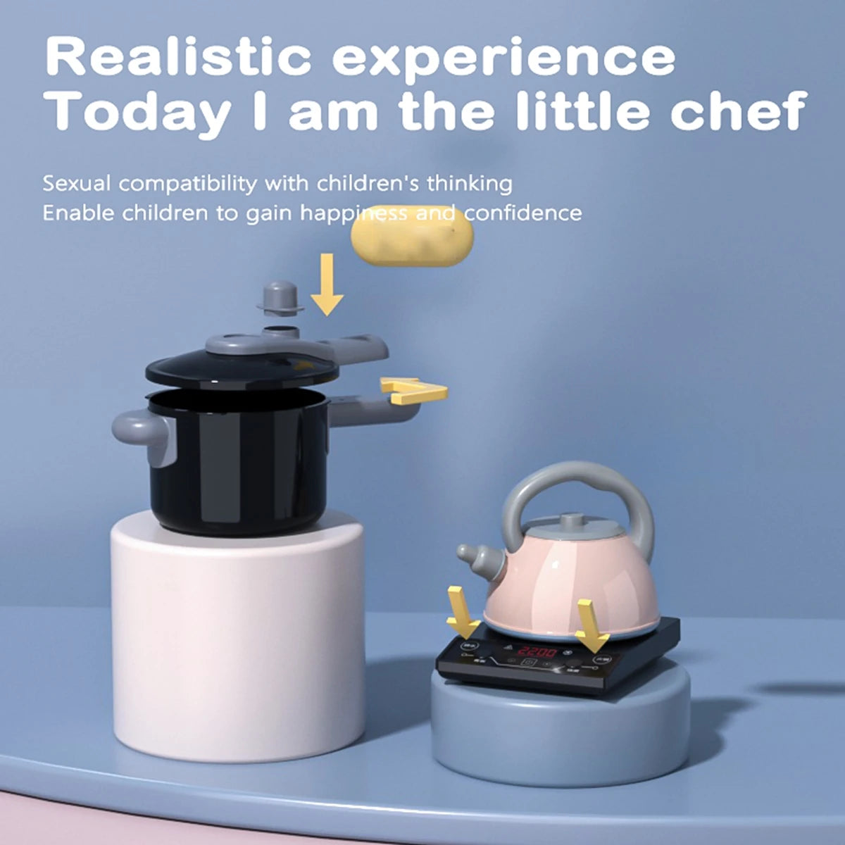 Kids Kitchen Toy Accessories, Pretend Cooking Playset with Play Pots and Pans, Utensils Cookware Toys, Play Food Set, Toy Veget