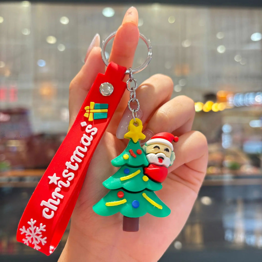 Christmas Gift 2025 Cute Santa Keychain Cartoon Pendant for Bag Car Keys Decor Stocking Stuffer for Kids Children Daughter Son