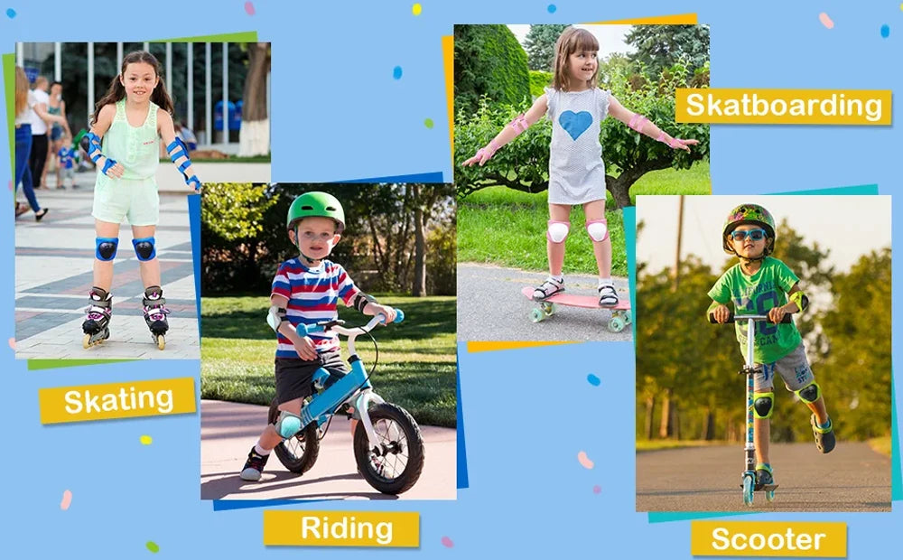 Kids Knee Pads Elbow Pads Age 3-7 Toddler Boys Girls, 6 In 1 Protective Gear Safety Set with Wrist Guard for Skating Cycling New