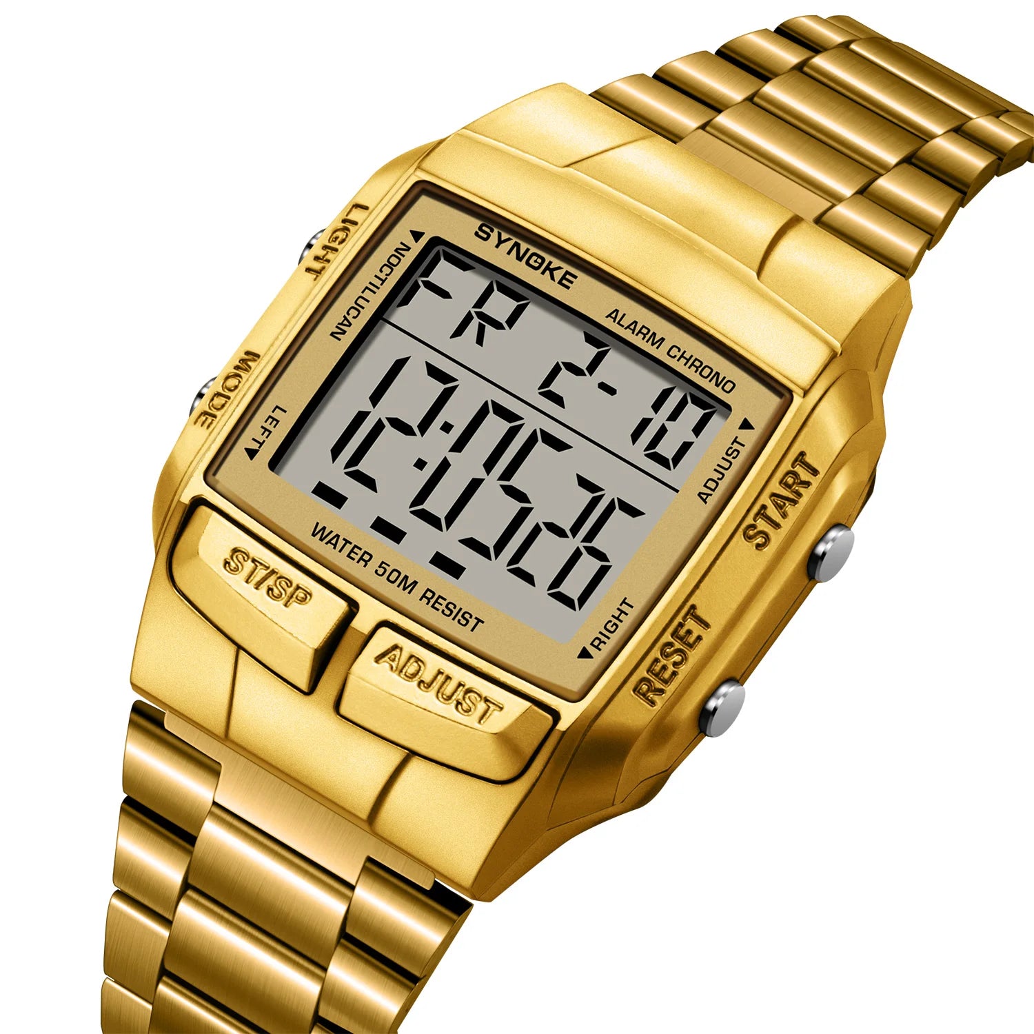 Mens Sports Digital Waterproof Watch, Multifunctional Wrist Watches For Men, Plastic Case Alloy Strap