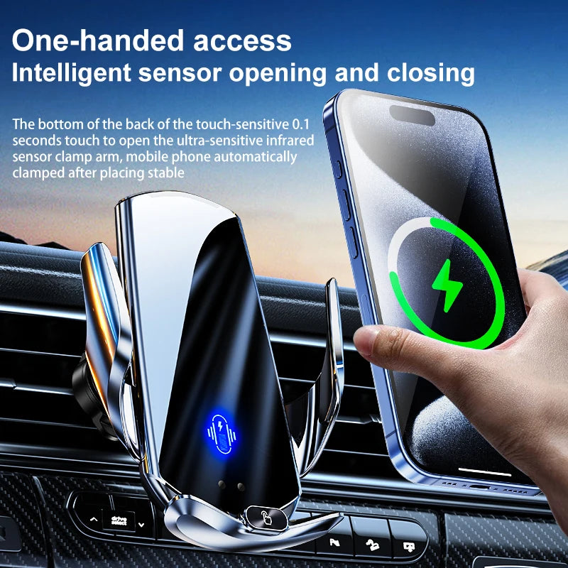 Universal All Mobile Phone Charging Car Phone Holder Wireless Charger Automatic Car Cell Phone Holder Vent Clip Accessories