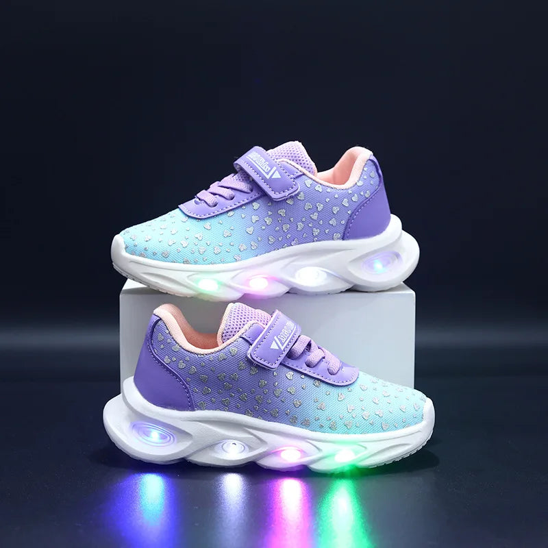 Kids' Casual Shoes Children Led Light Spring Outdoor Sneakers For Breathable Anti-slip Black  Blue Pink Size 21-30