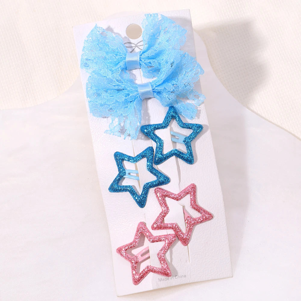 Kids Fresh Hair Clip Set Flower Printe Sweet Butterfly Hairpins Children BB Hair Bangs Clips Barrettes Girl Accessories Headwear