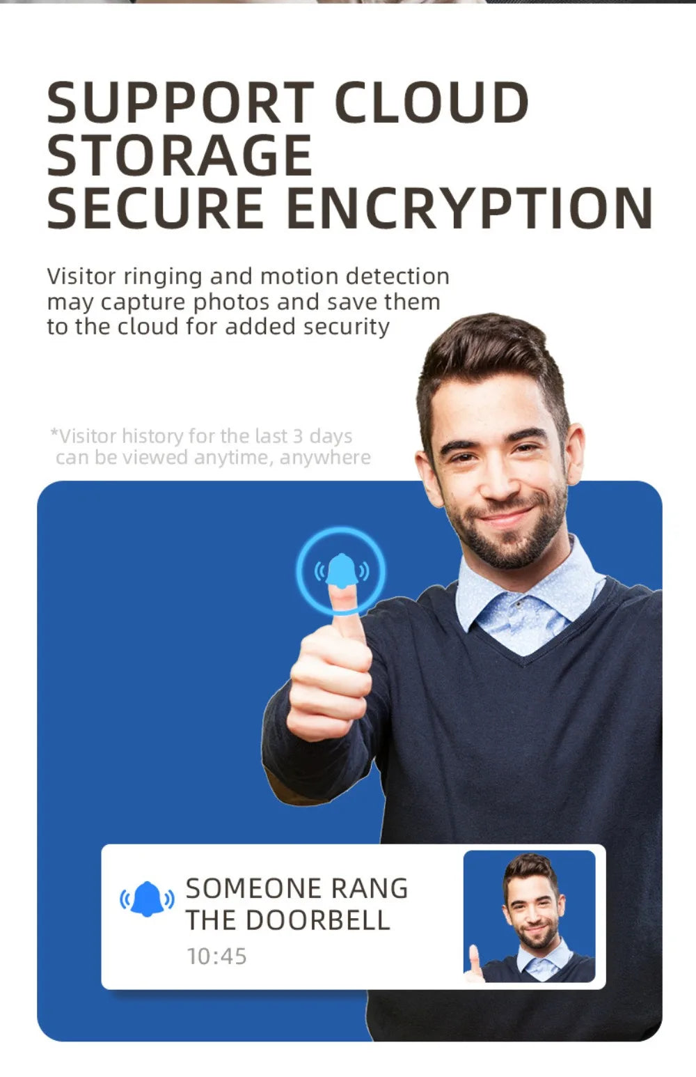 Waterproof Visual Intercom Doorbell Solar Power Wireless Front Door Camera HD Home Security Video Doorbell Outdoor Surveillance