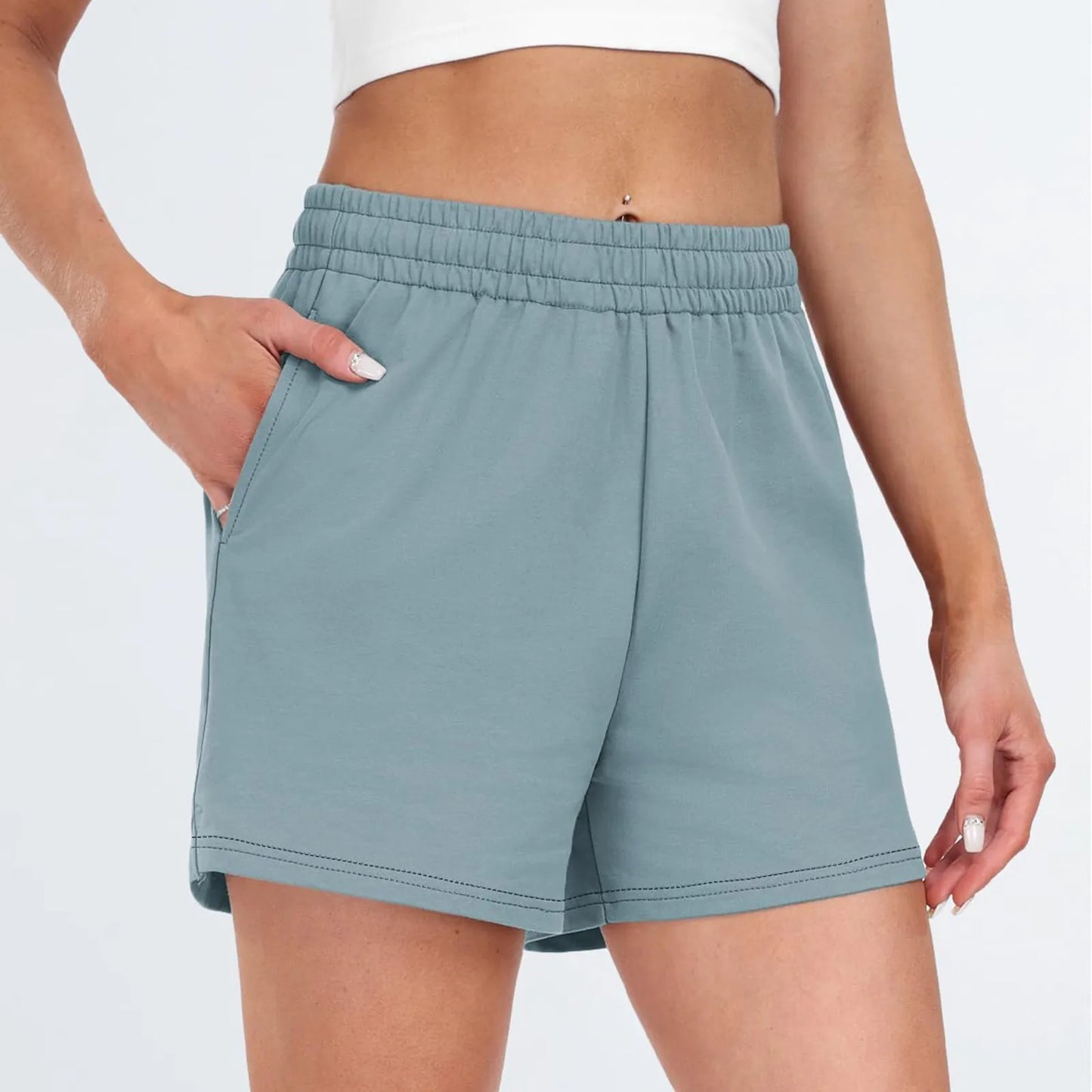 Women's Shorts Casual Summer Comfy Elastic High Waist Running Shorts With Pockets pantalones de mujer 바지 2024 한국인 후기 많은 옷