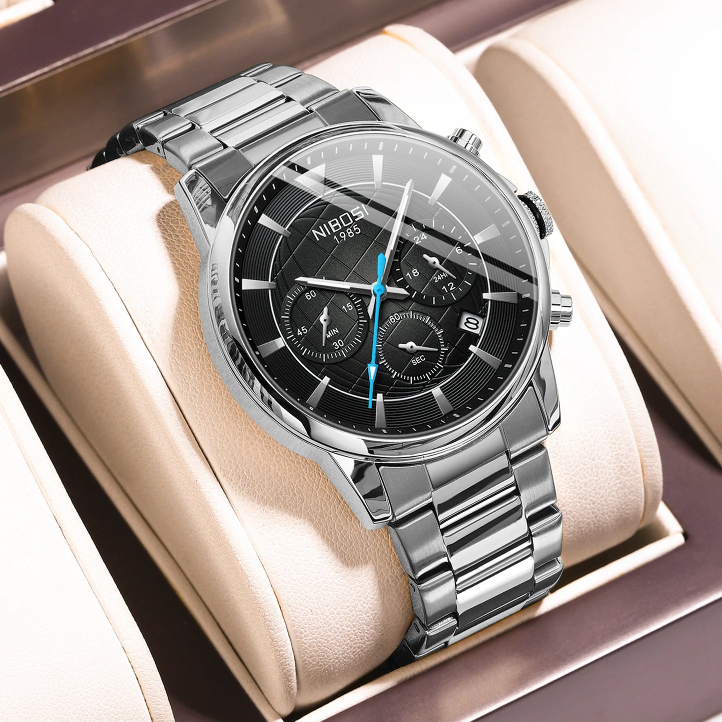 NIBOSI Mens Watches Analog Dainty Business Dress Watches for Men Military Chronograph Watch with Calendar Waterproof Stainless