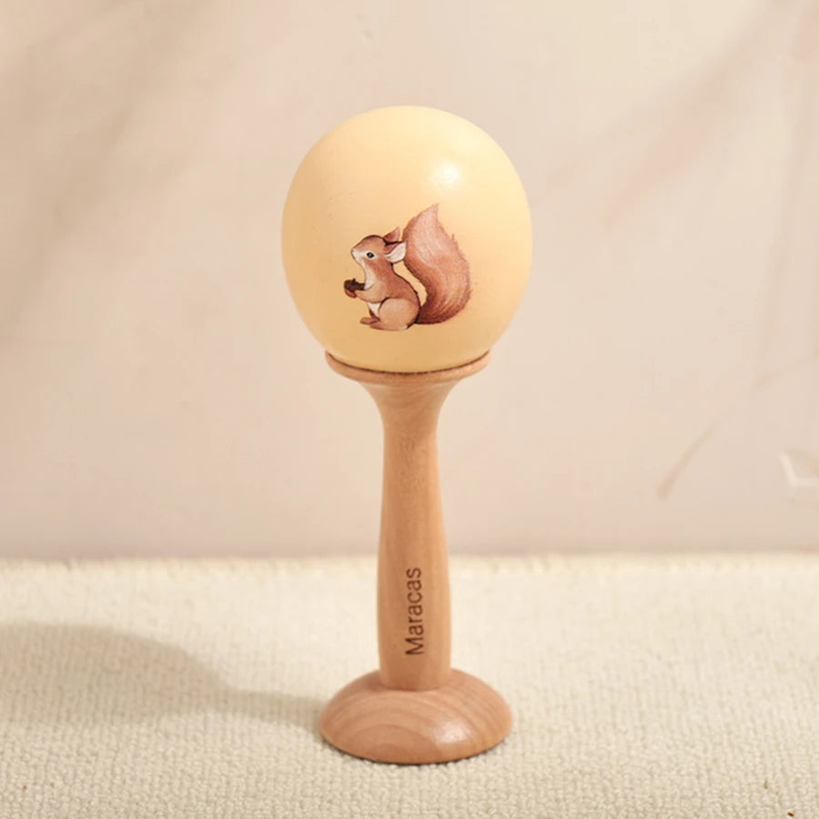 Kids Wooden Montessori Toys Musical Instruments Rattle Toys Wooden Squirrel Percussion Instruments Preschool Educational Toys