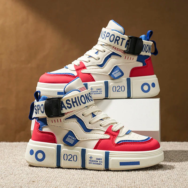 Children High Top Shoes Boys Sneaker Daily Walking Luxury Design Printed 6 To 12 Years Youth Boys Sports Shoes