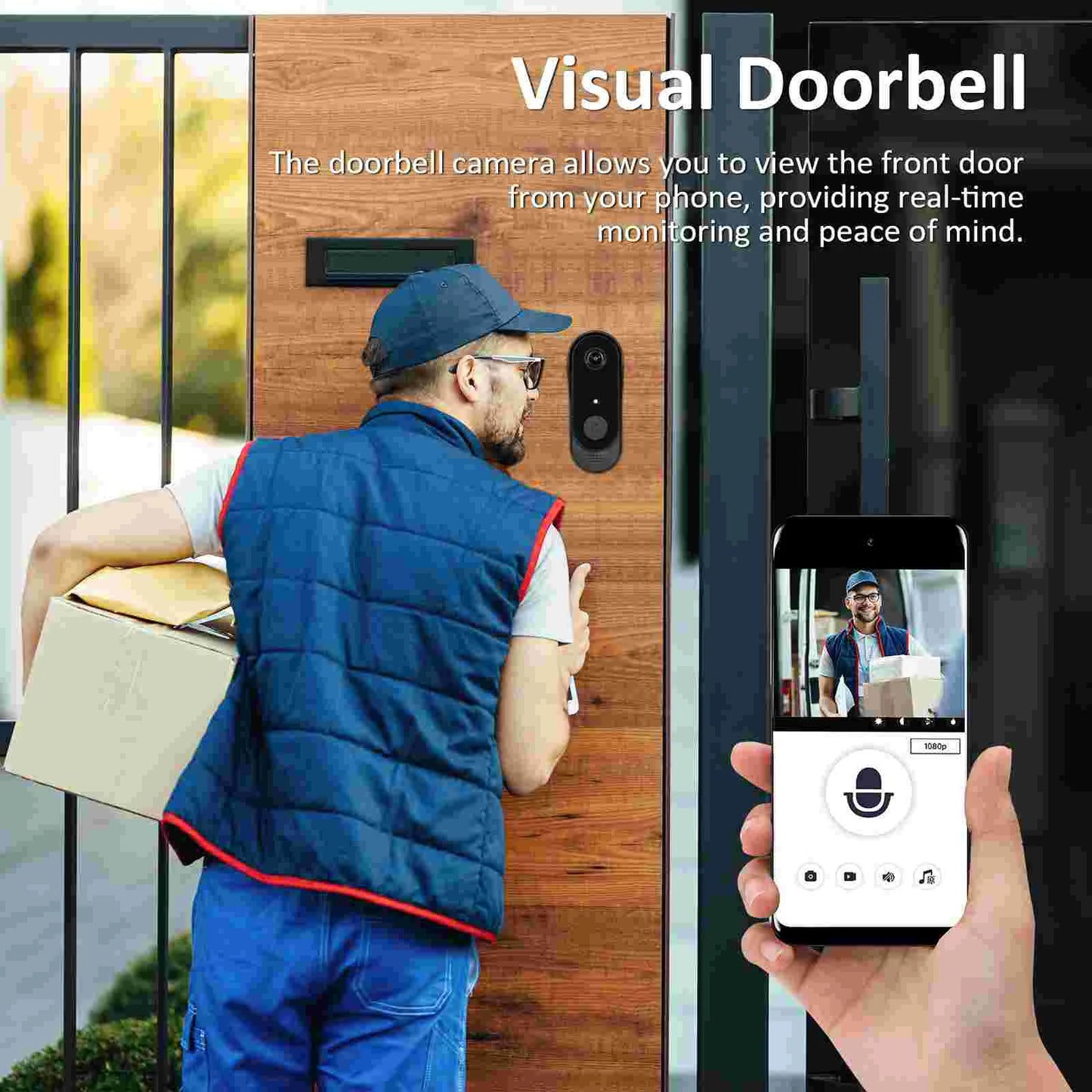 Wireless Doorbell Camera Smart Door Bell Video Doorbells For Doorbell Cameras Wireless Two Way Audio Ip65 Rating Door Bells