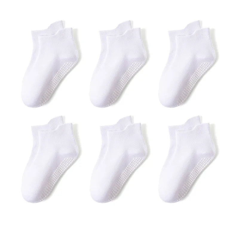 6 Pairs 0-5 Years Old Non-Slip Kids Socks with Grip Little Girls Boys Ankle Socks Infants Toddlers Children Floor Socks