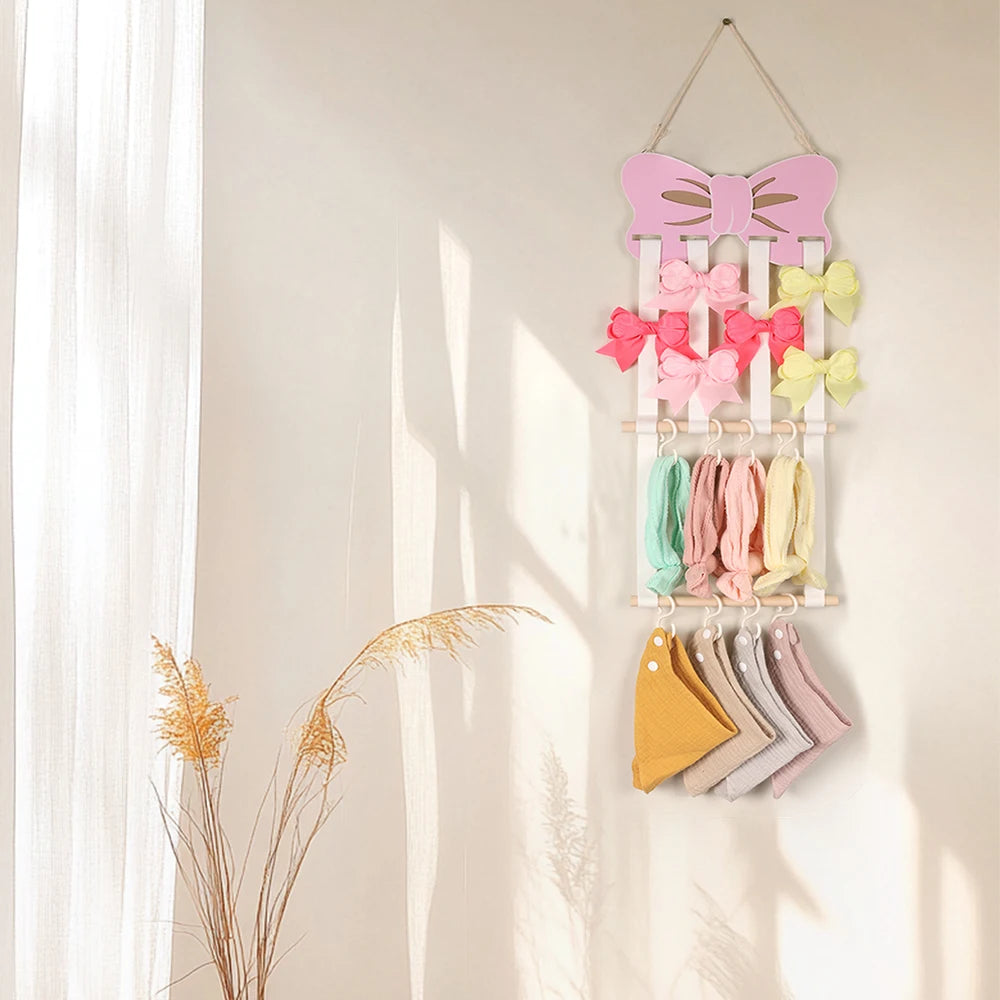 Hair Accessory Organizer With 8 Hooks Hanging Storage Rack For Hair Clips Hat Headband Space Saving Bathroom Bedroom Door Closet