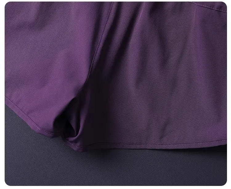 Women's 2 in 1 Shorts with Pockets - Lightweight Breathable Loose Anti-Disclosure Split Side for Yoga Running Gym