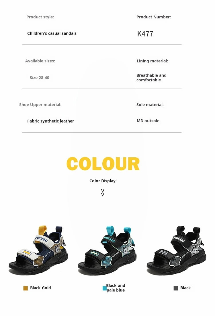 Kids Summer Shoes Fashion Big Boys Beach Sandals Children Casual Sports Sandals Color Matching Anti-skid Classic Size 28-40