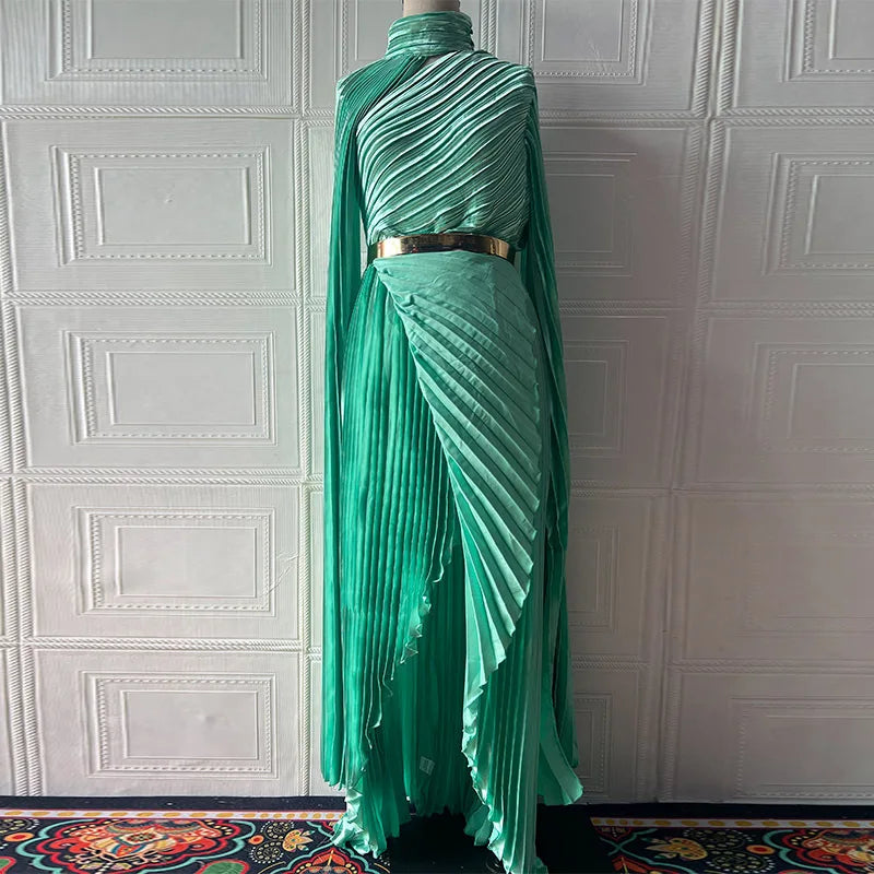 Women's Dresses Temperament Fashion 2025 Autumn New Batwing Sleeve Shawl Split Elegant Party Vestidos Evening Long Dress