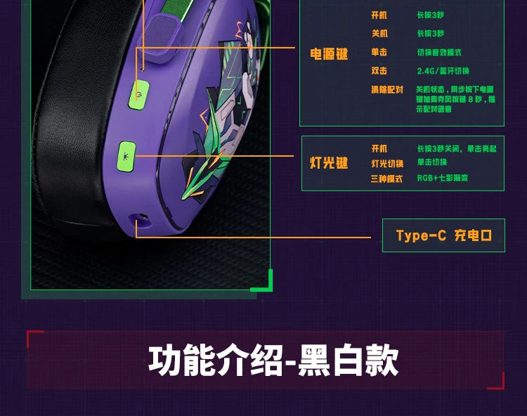 VALKYRIE VK S1 Gaming Headset Wireless Triple-Mode Detachable Microphone 15ms Ultra-low Latency Customized Gaming Headphones