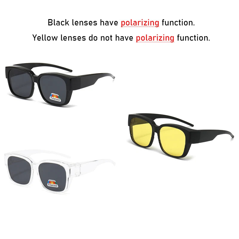 Men Women Polarized Sunglasses Wear Over Myopia Prescription Glasses Vintage Outdoor Travel Night Vision Driving Goggles