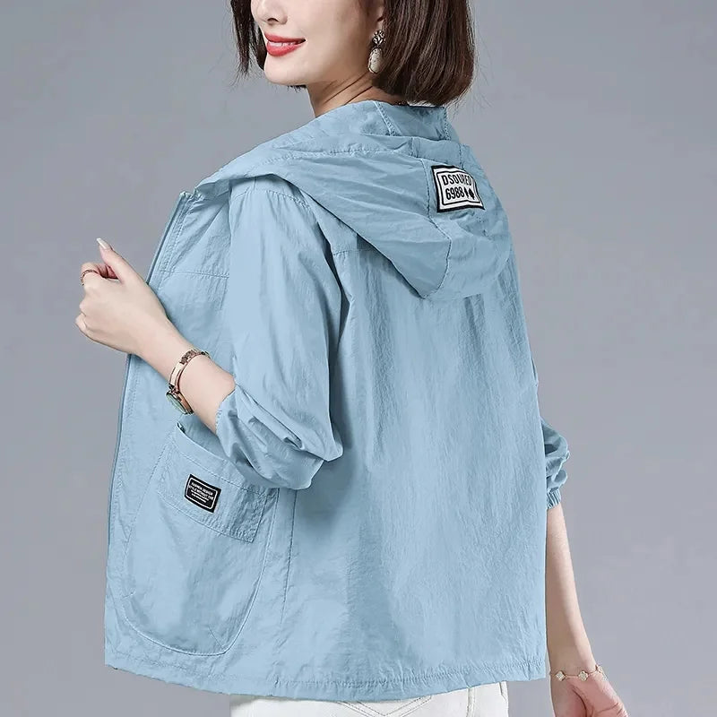 2025 New Summer Women Jacket Waterproof Sun Protection Clothes Thin Lightweight Jacket Women Quick Dry Sport Coat Windbreaker