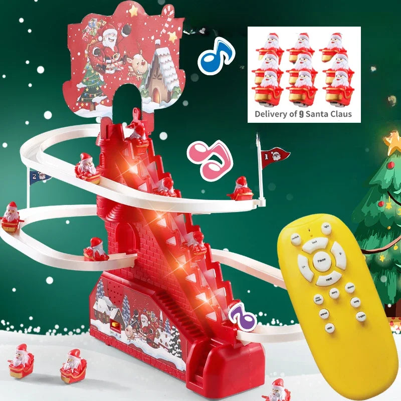 Christmas Climbing Slide Track Toy With Music Light Interactive Roller Coaster Educational Play Gift For Kids Home Decor