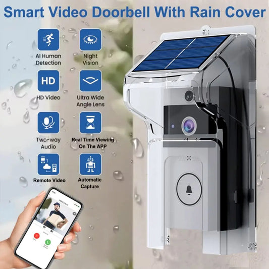 Waterproof Visual Intercom Doorbell Solar Power Wireless Front Door Camera HD Home Security Video Doorbell Outdoor Surveillance