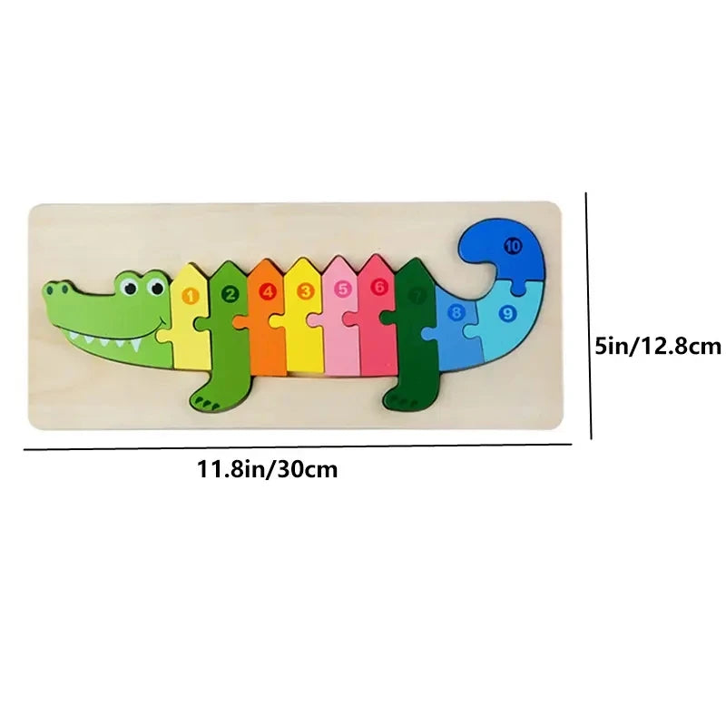 Wooden Puzzles for Kids,  Number Puzzle,  Dinosaur Puzzles and Animal ,Traffic,Characte Jigsaw Toys for Boy Girl Ideal Gift, 1-6