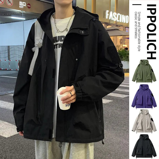 Spring Autumn Casual Jacket Fashion Hiking Men Jackets Men Outdoor Waterproof Windproof Camping Running Hooded Windbreaker Coats