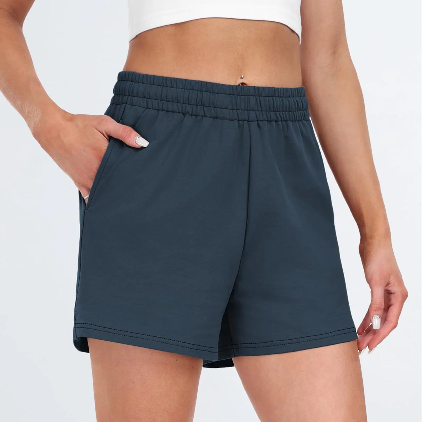 Women's Shorts Casual Summer Comfy Elastic High Waist Running Shorts With Pockets pantalones de mujer 바지 2024 한국인 후기 많은 옷