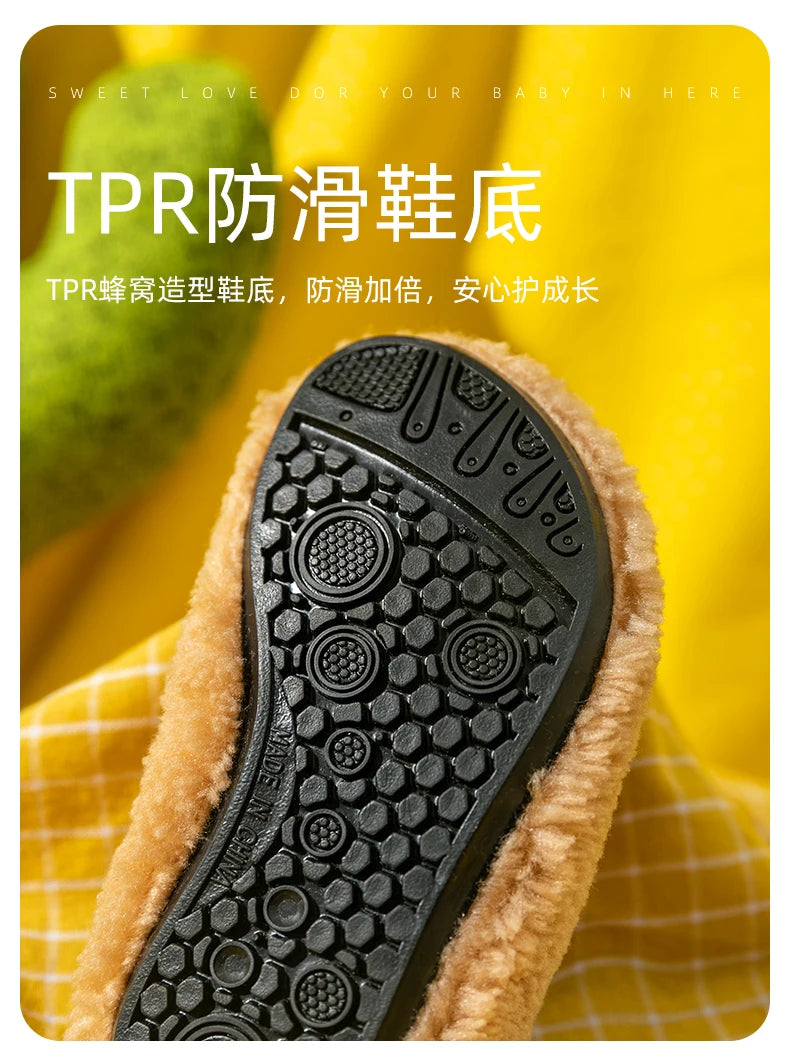 Autumn Winter 1-9 Years Old Children Plush Floor Sock Shoes Child Soft Sole Walking Shoes Indoor Home Anti-slip Kids Slippers